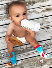 Load image into Gallery viewer, Pals Socks - Milk &amp; Cookies Non-Slip Mismatched Socks for Kids: KIDS SMALL
