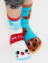 Load image into Gallery viewer, Pals Socks - Milk &amp; Cookies Non-Slip Mismatched Socks for Kids: KIDS SMALL
