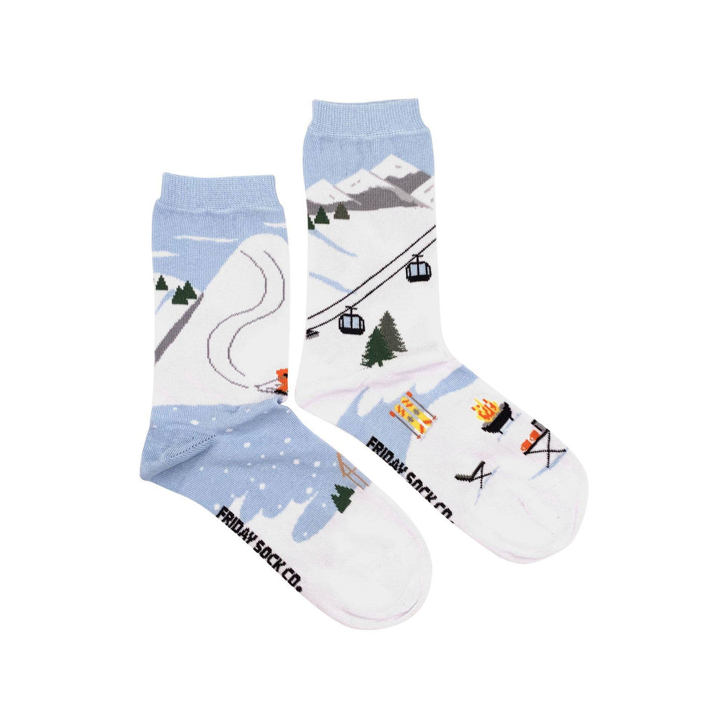 Ski Slope Scene | Women's Mismatched Socks