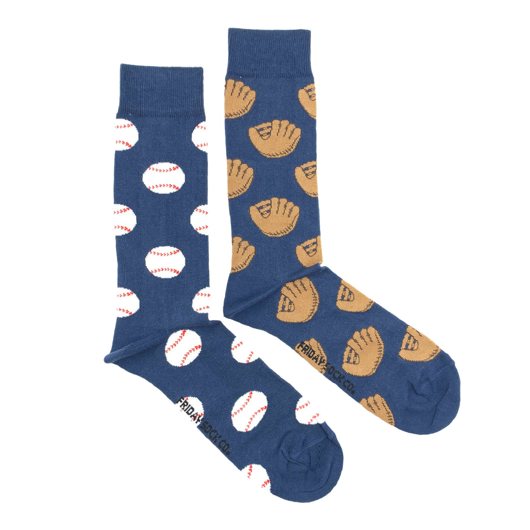 Baseball and Glove Adult Unisex Mismatched Socks | Sports | Mismatched