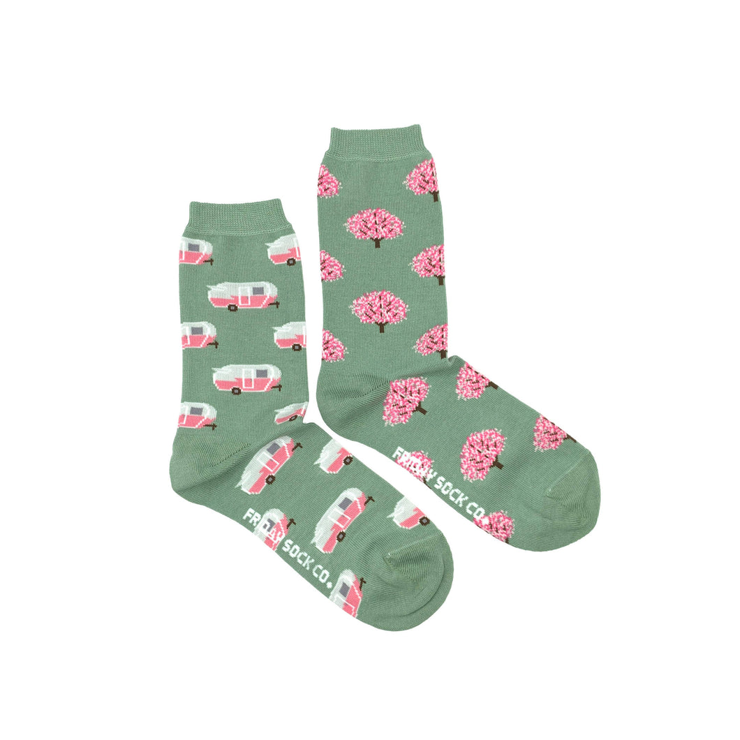 RV & Cherry Blossom Trees | Mismatched Women's Socks