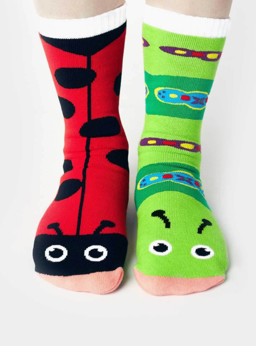 Ladybug & Caterpillar | Adult Socks| Pals Fun Mismatched Socks