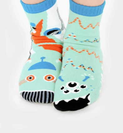 Robot and Alien | Kid Socks| Fun Mismatched Socks