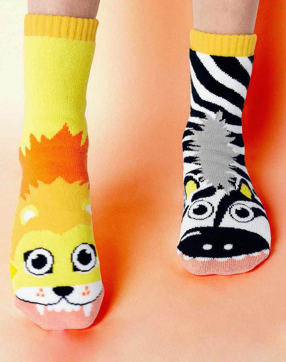 Lion and Zebra | Kid Socks| Pals Fun Mismatched Socks