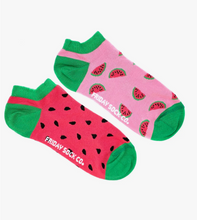 Load image into Gallery viewer, Whimsy Watermelons Women&#39;s Mismatched Ankle Socks
