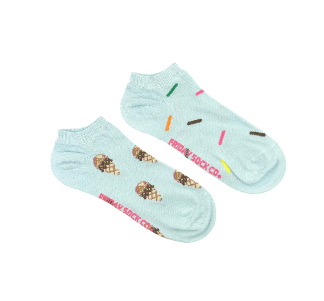 Sweet Treats Ice Cream and Sprinkles Women's Mismatched Ankle Socks