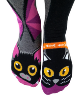 Load image into Gallery viewer, Halloween Bat and Cat | Adult Socks| Pals Fun Mismatched Socks
