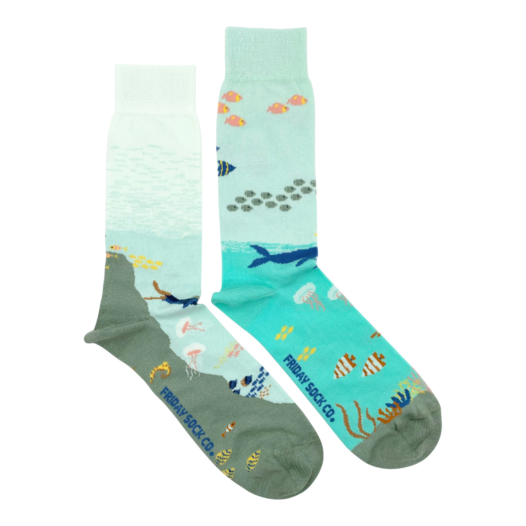 Underwater Scene | Adult Socks | Fun Mismatched Socks
